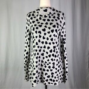 LOFT cheetah heart sweater grey black M